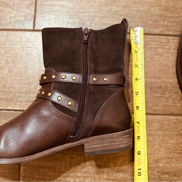 Coach Lillianna Suede & Leather Detail Studded Buckle Boots in Brown (Size 8B) - Picture 8 of 12